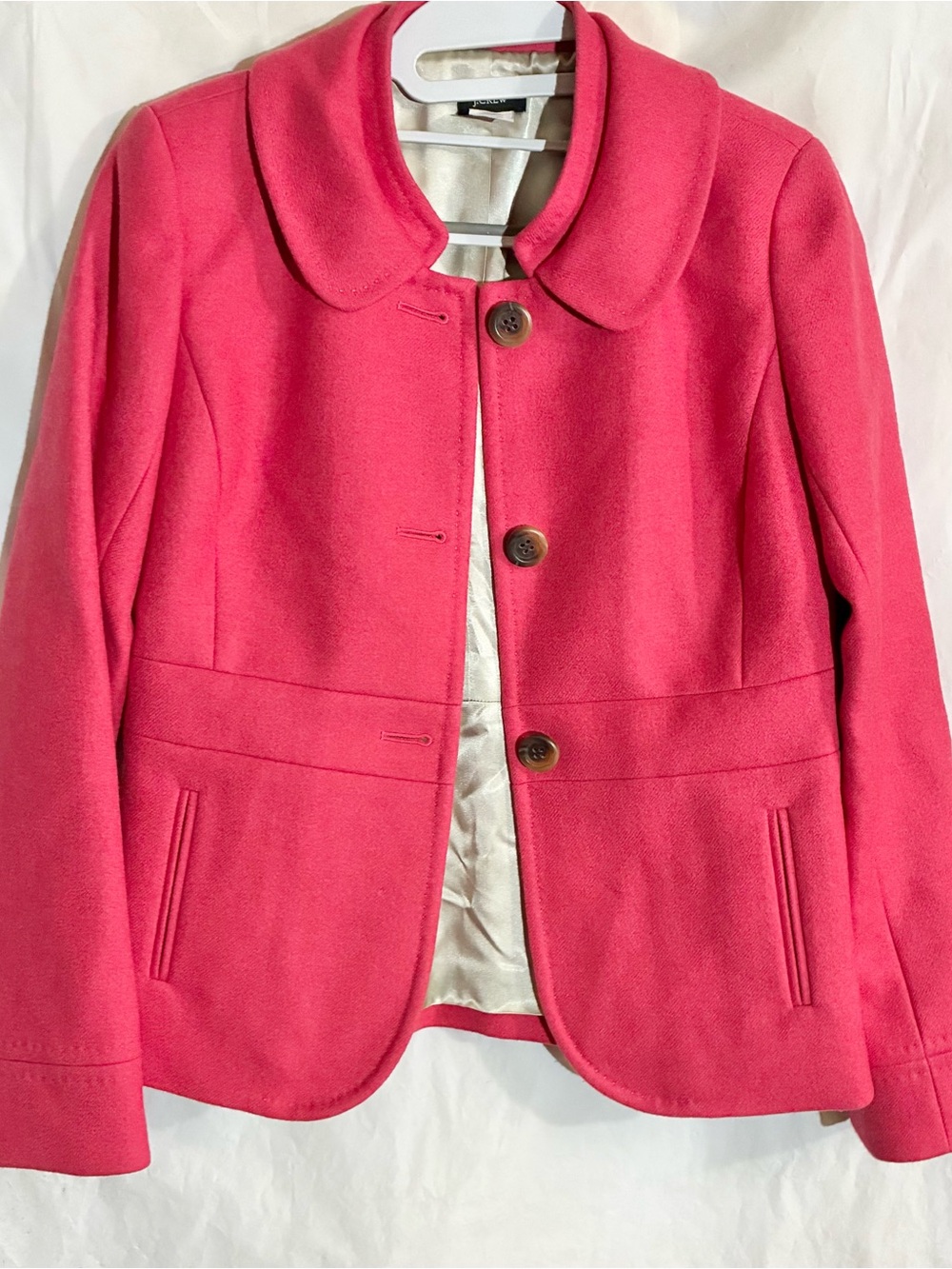 J Crew Wool Double Collar Jacket Sz 4 Coat Dark Pink Outerwear Dressy winter Fun